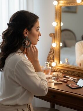 Montana Silversmiths Turquoise and Silver Cross Hoop Earrings